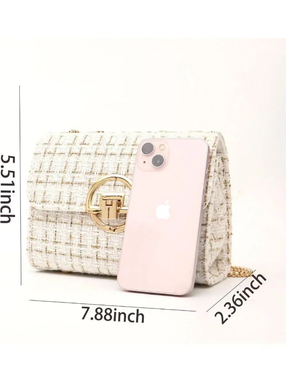 Chic Tweed Small Shoulder Bag | Fashionable Quilted Crossbody & Evening Clutch